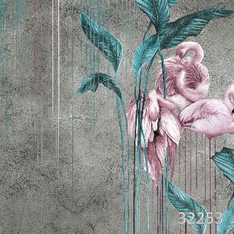 Drawn flamingos
